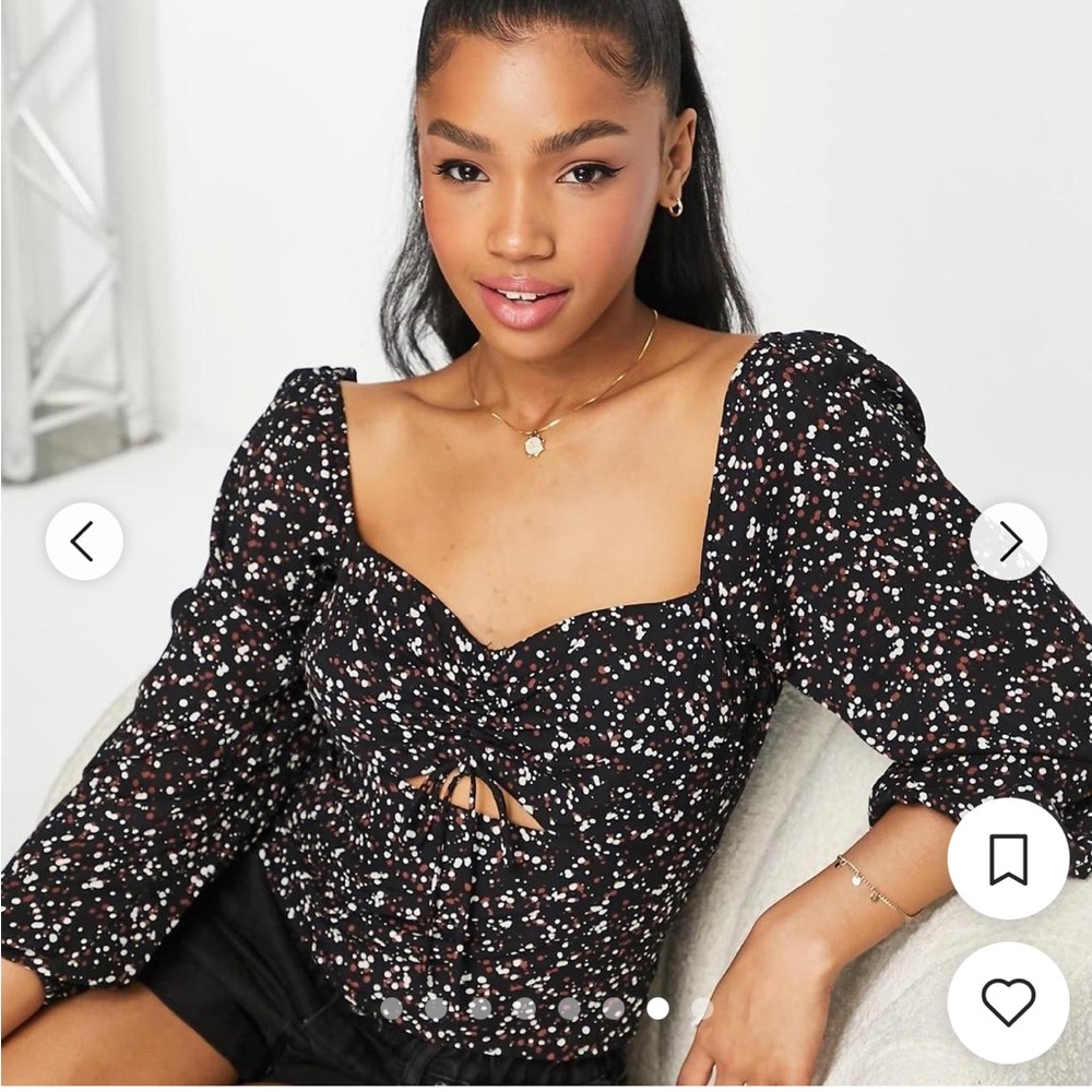 Abercrombie & Fitch Flirty Black Smocked Top with Cutout